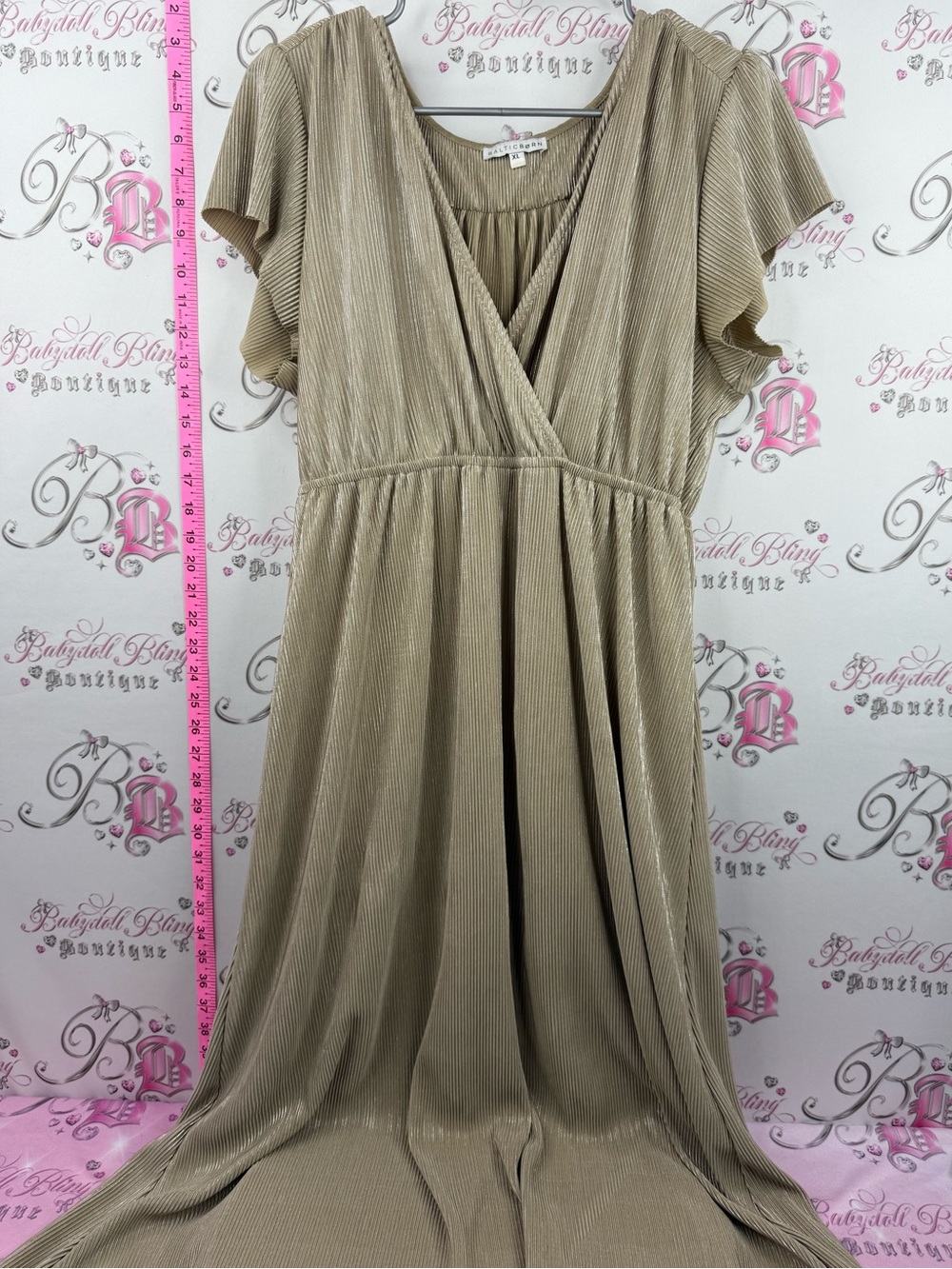 Baltic Born long dress pleats Pleated Wrap Maxi Dress in Champagne Gold